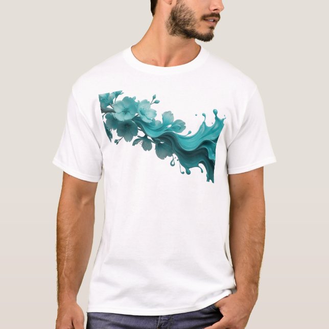 Spezielle grüne ABSTRACTE BLUME Modedesign T-Shirt (Vorderseite)