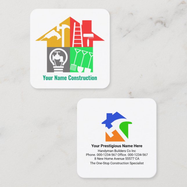 Spezielle Handyman Tools Gebäude Builder Quadratische Visitenkarte (Vorne/Hinten)