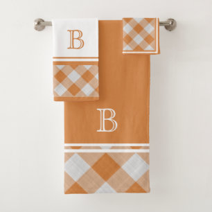 Spezielle Hübsche Apricot Orange Shabby Chic Karo Badhandtuch Set