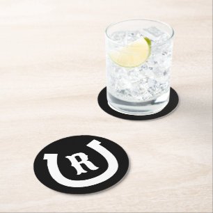 Spezielle Hufeisen-Monogramm-Drink-Bierdeckel Runder Pappuntersetzer