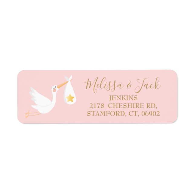 Spezielle Lieferstorch Baby Pink Rücksendeadresse (Vorne)