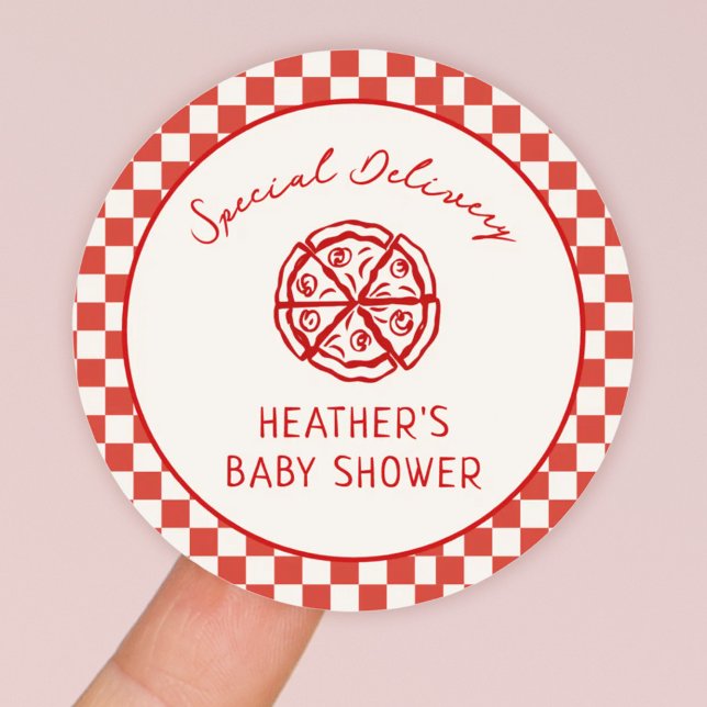 Spezielle Lieferung Italienische Pizza Baby Dusche Runder Aufkleber (Von Creator hochgeladen)