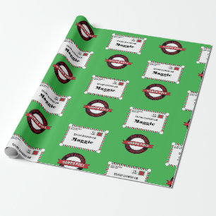 Spezielle Lieferung Name des Kindes "Nordpol" "Grü Geschenkpapier