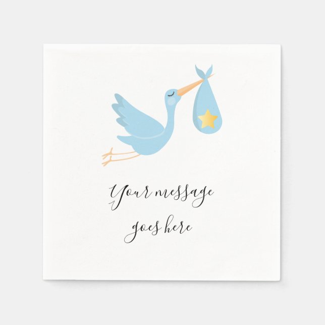 Spezielle Lieferung Stork Blue Baby Dusche Sprinkl Serviette (Vorderseite)
