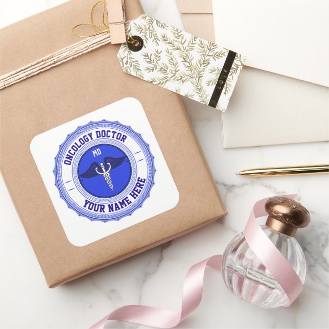Spezielle MD-Spezialität Caduceus Onkologie Quadratischer Aufkleber (Schenken)