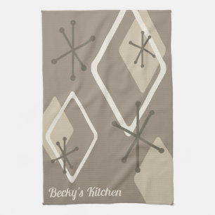 Spezielle Retro Atomdiamanten Taupe Geschirrtuch