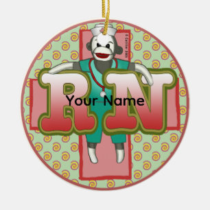 Spezielle RN Nurse-Ornament für Sock Monkey Keramik Ornament