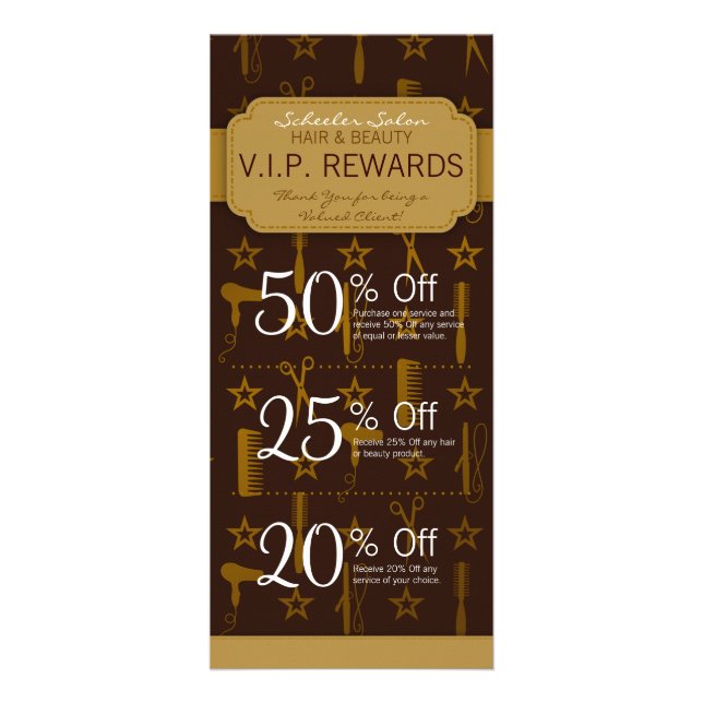 Spezielle Salon-Coupons für Chic Gold & Coco Werbekarte (Vorne)