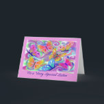 Spezielle Schwester-Rosa-Schmetterlinge Karte<br><div class="desc">Eine schöne Grafik der rosa Schmetterlinge hergestellt von einem hergestellten britischen Designer.</div>