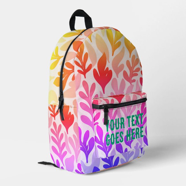 Spezielle Sonnenuntergangsblätter ombre farbig Ihr Bedruckter Rucksack (Rückseitige Ecke links)