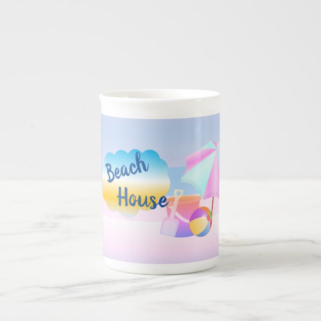 Spezielle Tasse für Blue and Pink Beach House (Vorderseite)