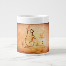 Spezielle Tasse mit Kaninchen in der Wüste