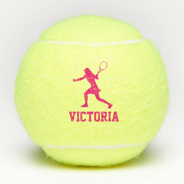 Spezielle Tennisbälle mit rosa weiblicher Silhouet (Vorderseite)