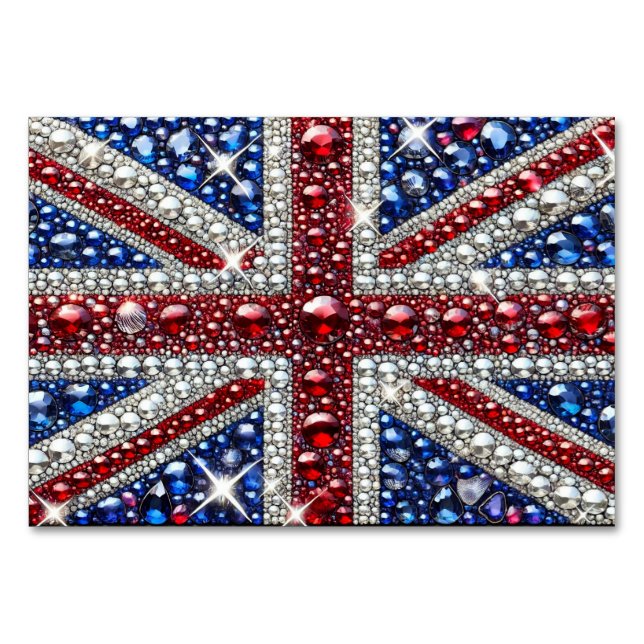 Spezielle Tischkarte mit Britischen Farben Tischnummer (Vorderseite)