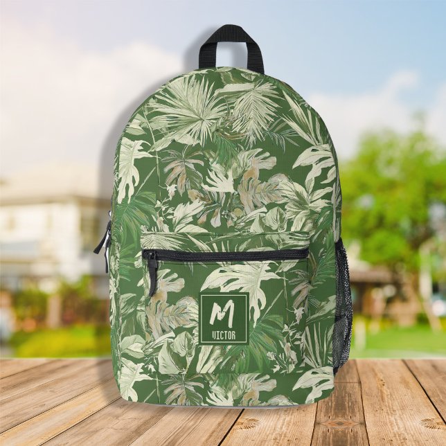 Spezielle tropische Leaf grüne exotische moderne D Bedruckter Rucksack (Custom tropical leaf green exotic modern design printed backpack, back to school, travel bags)
