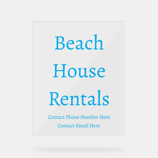 Spezielle Typografie für Beach House Acrylschild (Vorderseite)