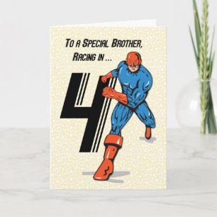 Spezieller Bruder 4. Geburtstag Superheld Karte