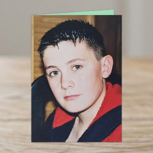 Spezieller Neffe grün weißes Foto Geburtstag Karte