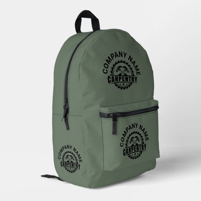 Spezieller Text mit schwarzem Logo für den militär Bedruckter Rucksack (Rückseitige Ecke links)