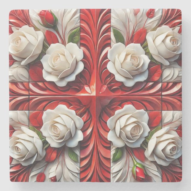 Spezieller Untersetzer mit englischer Rose Design (Vorderseite)