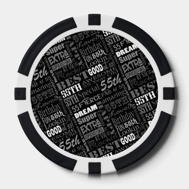 Spezielles 55. Geburtstagsparteienmonogramm des Fo Pokerchips (Vorderseite)