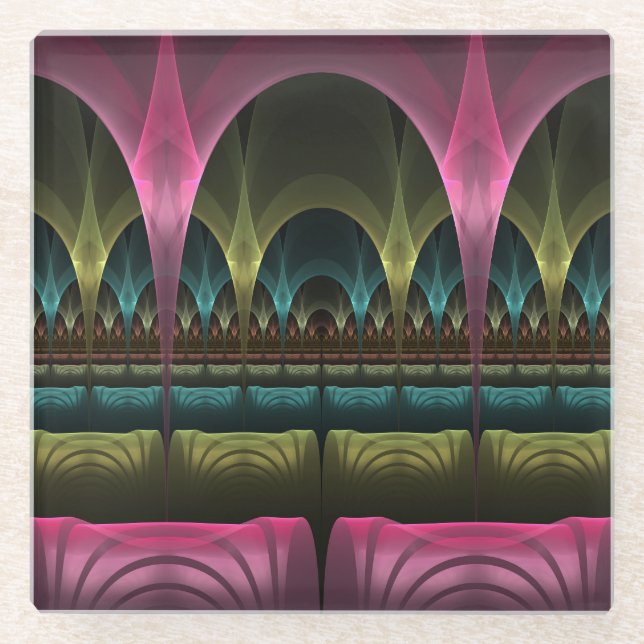 Spezielles Fantasy Patterns Abstraktes farbiges Fr Glasuntersetzer (Vorderseite)