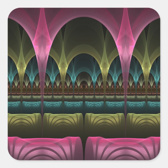 Spezielles Fantasy Patterns Abstraktes farbiges Fr Quadratischer Aufkleber (Vorderseite)