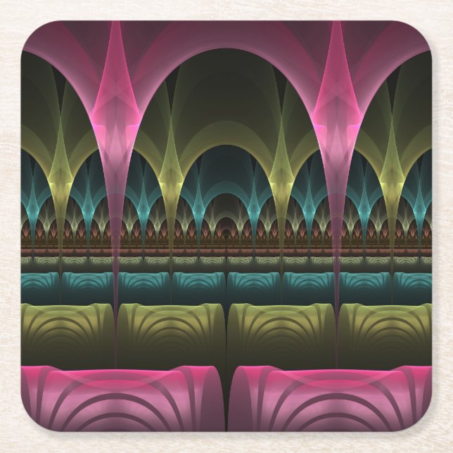 Spezielles Fantasy Patterns Abstraktes farbiges Fr Rechteckiger Pappuntersetzer (Vorderseite)