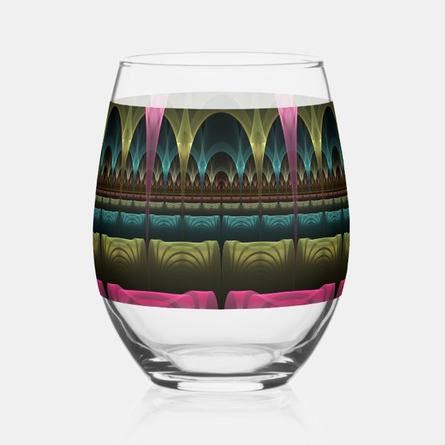 Spezielles Fantasy Patterns Abstraktes farbiges Fr Weinglas Ohne Stiel (Vorderseite)