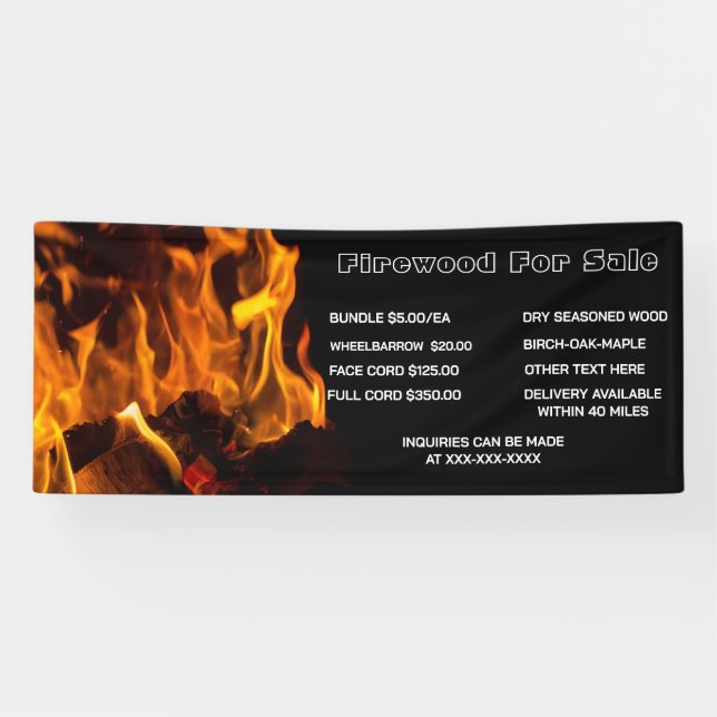 Spezielles Firewood für den Verkauf personalisiere Banner (Horizontal)