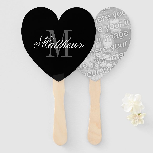 Spezielles Foto für Hochzeiten in Monogramm Fächer (Vorne und Hinten)