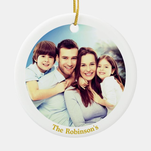 Spezielles Foto mit Personalisiertem Weißrahmen Keramik Ornament (Vorne)