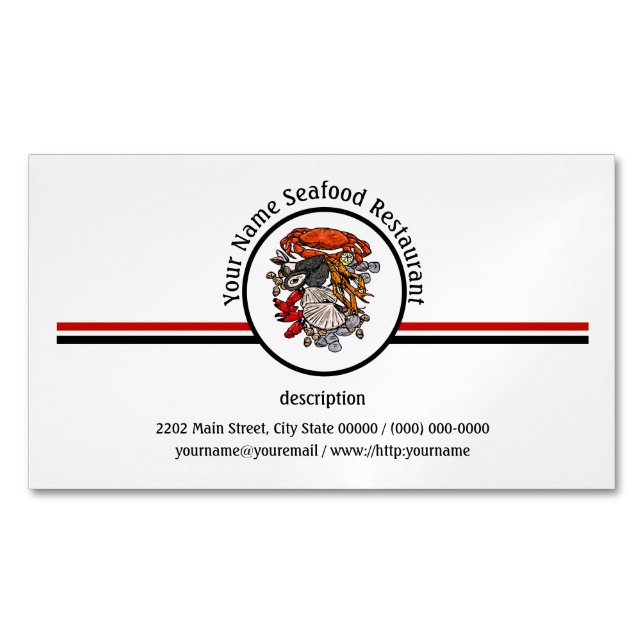 Spezielles Logo für das Seafood Shellfish Craig Re Magnetische Visitenkarte (Vorderseite)