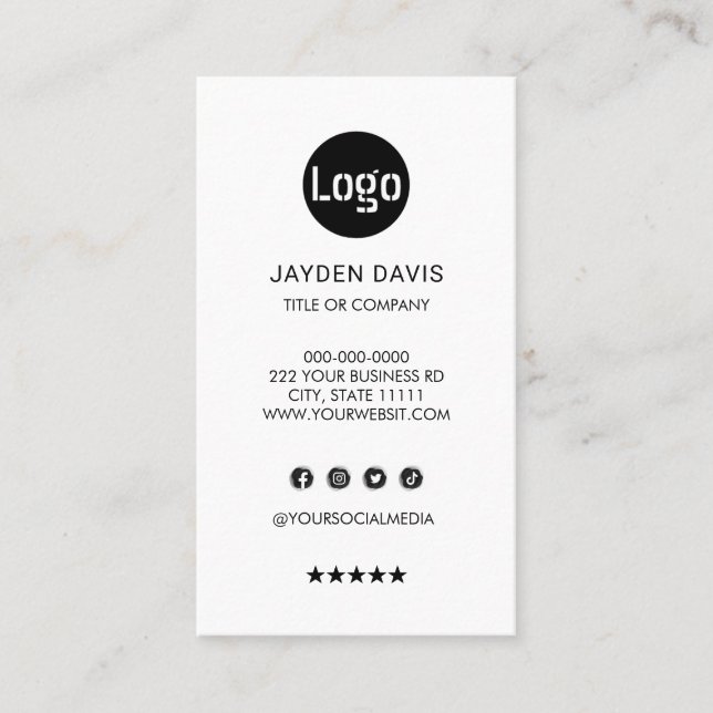 Spezielles Logo minimalistisch weißes Geschäftsaut Visitenkarte (Vorderseite)