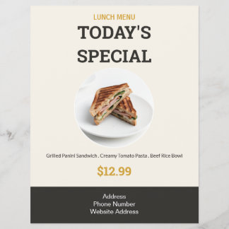 Spezielles modernes elegantes Mittagessen-Menü Ess Flyer