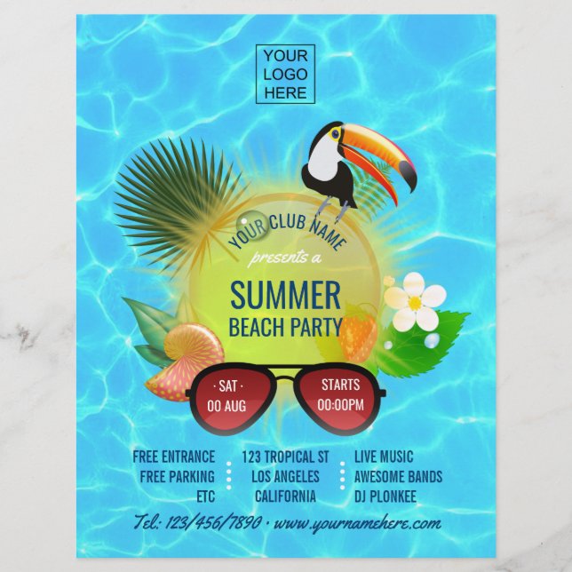 Spezielles Party für Club Summer Beach Foto und Lo Flyer (Vorne)