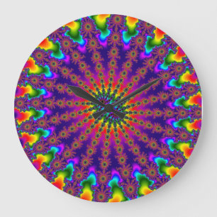 Spezielles Rainbow-Fraktal Burning Round Wall Cloc Große Wanduhr