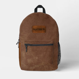 Spezielles rustikales und klassisches braunes Lede Bedruckter Rucksack