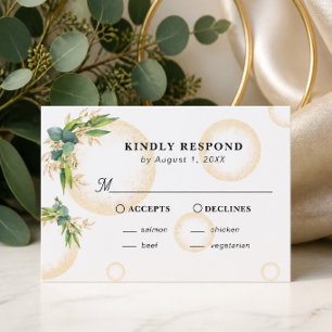 Sphères d'or et carte de réponse du Mariage botani