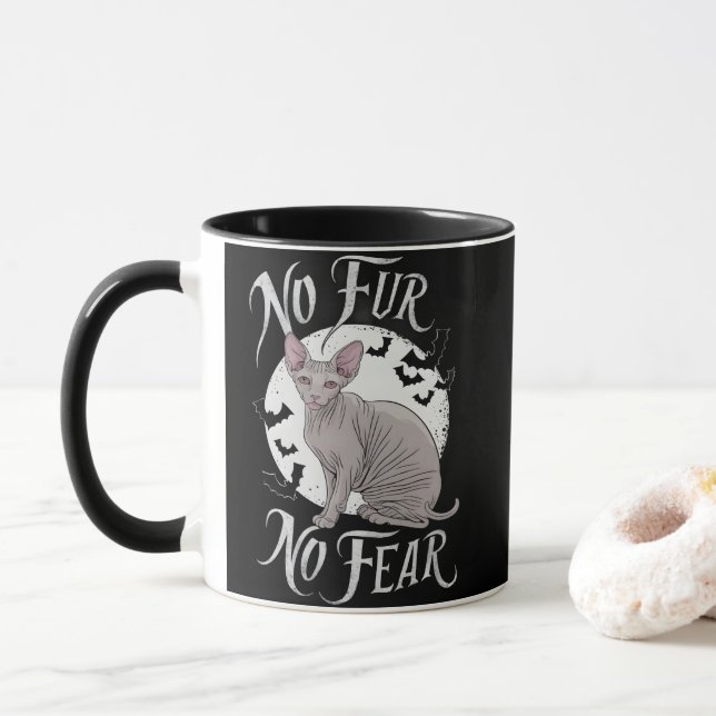 Sphinx Cat Beauty zu Halloween Tasse (Mit Donut)