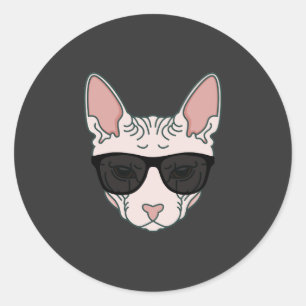 Sphinx Cat Black Sonnenbrille Runder Aufkleber
