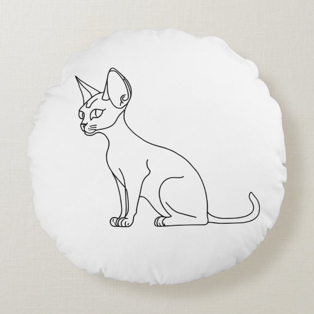 Sphinx Cat Round Cushion Rundes Kissen (Vorderseite)
