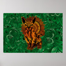 Sphinx Cat Tattoo concept Art with a Mandala Back.