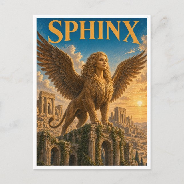 Sphinx, Gothic Fantasy Monster Postkarte (Vorderseite)