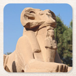 Sphinx mit Rammkopf im Tempel von Karnak - Ägypten Rechteckiger Pappuntersetzer
