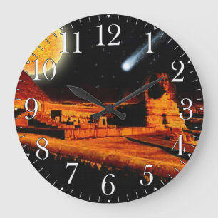 Sphinx & Moon über Ägyptische Gizeh Pyramid Art Cl Große Wanduhr