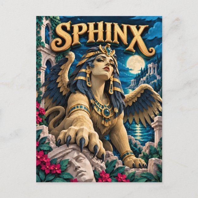 Sphinx, Paper Cut Monster Postkarte (Vorderseite)