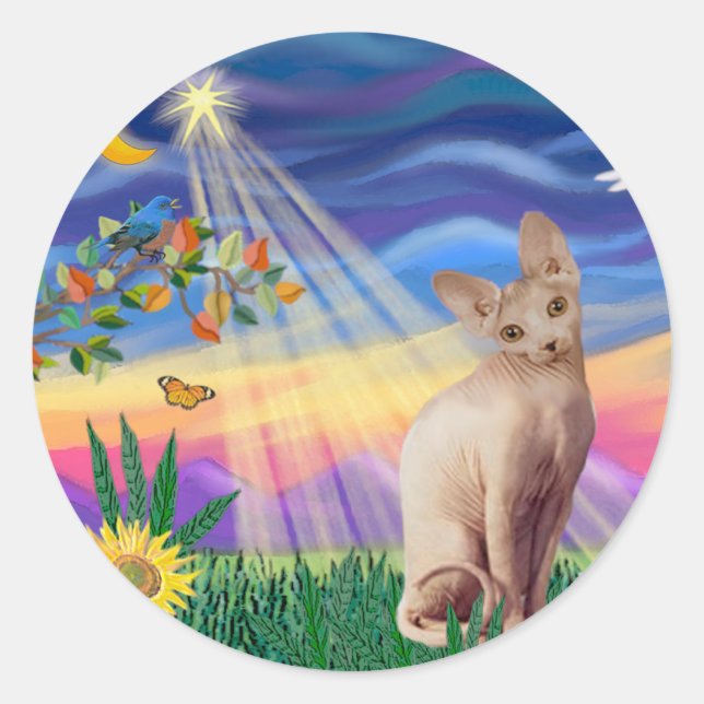 Sphynx Cat 1 - Twilight Runder Aufkleber (Vorderseite)