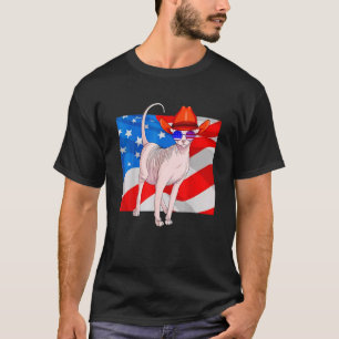 Sphynx Cat 4H Juli Patriotische amerikanische Flag T-Shirt