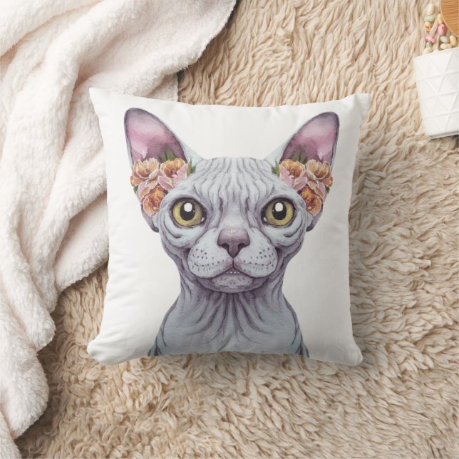 Sphynx Cat Anhörungen Blume Kissen (Decke)